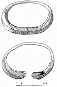 Пара серебряных браслетов с расширяющимися полыми концами
