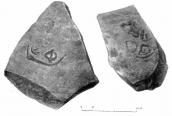 Два фрагмента греческих амфор с клеймами, найденные в могильнике на Прорезной ул.