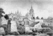 Развалины храма на Б.Владимирской ул. Рисунок М.Сажина