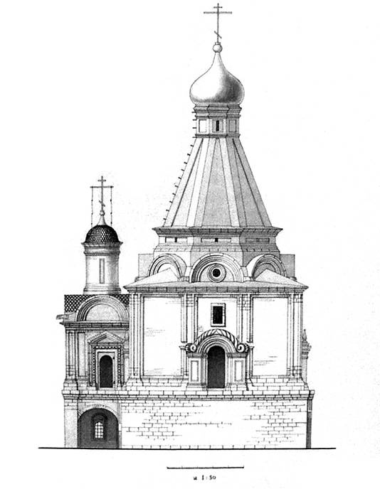 Троицкая церковь. Западный фасад. Реконструкция В.В.Кавельмахера.
