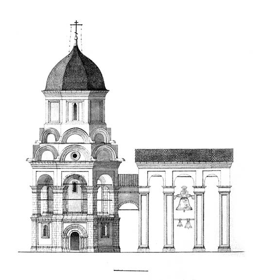Церковь Алексея митрополита 1510-х годов. Северный фасад. Реконструкция В.В.Кавельмахера.
