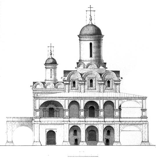 Успенская церковь. Западный фасад. Реконструкция В.В.Кавельмахера.