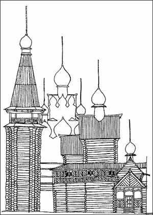 Рис. 5. Церковь Похвалы Богородицы и колокольня. Тобольск, 1621-1624 гг. Южный фасад. 