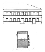 Рис. 18. Рисунок с Плана и фасада дома причта, 1889 год [25].