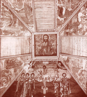 Ильиснкая церковь (1696 г.) в Белозерске. Потолок "Небо" Фото И. Н. Шургина. 1990 г.