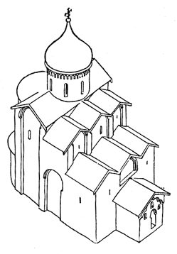 Собор Снетогорского монастыря в XVI в. Реконструкция