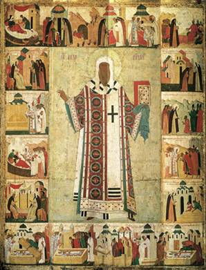 Житийная икона митрополита Алексея. Конец XV–начало XVI века.